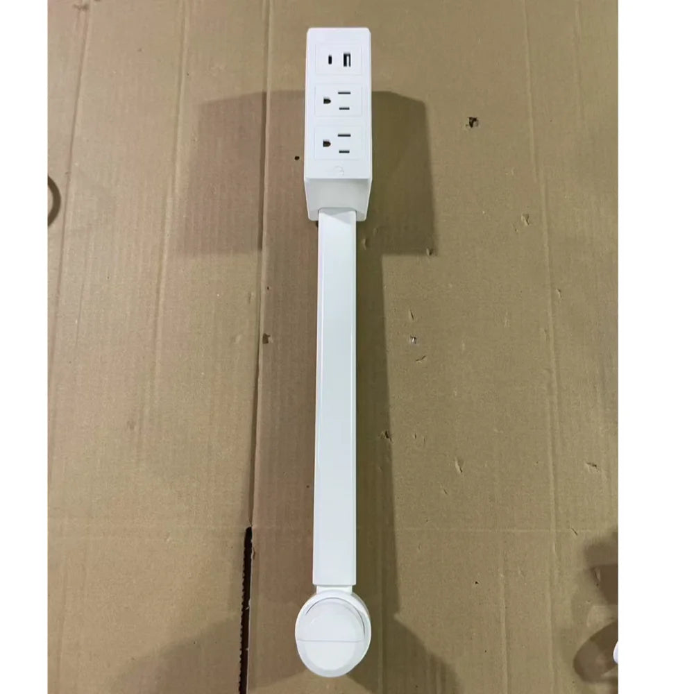 Adjustable 180° Rotating Electrical Outlet Extender - White Power Socket Expander for Nightstands