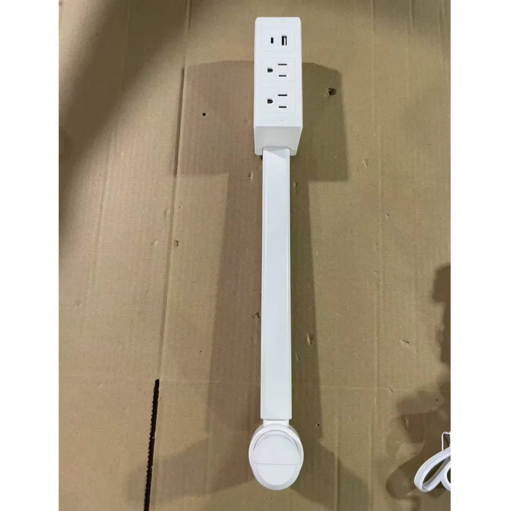 Adjustable 180° Rotating Electrical Outlet Extender - White Power Socket Expander for Nightstands