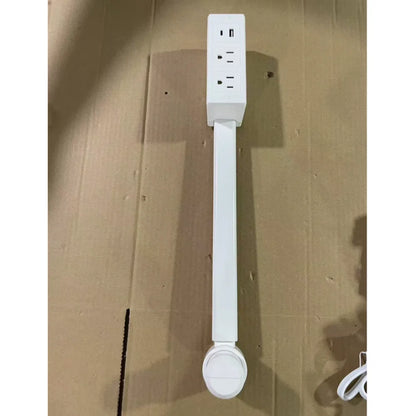 Adjustable 180° Rotating Electrical Outlet Extender - White Power Socket Expander for Nightstands