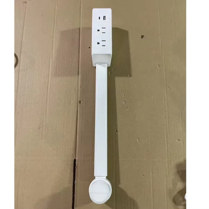 Adjustable 180° Rotating Electrical Outlet Extender - White Power Socket Expander for Nightstands